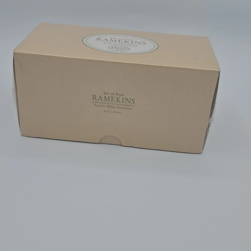 Williams Sonoma White Apilco Ramekins in a Boxed Set of 4 French White Porcelain